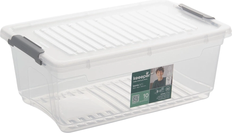 Plastový úložný box s vekom a klipmi 3,7 l