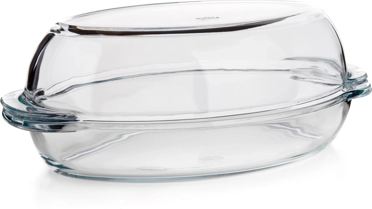 Sklenený oválny pekáč s vekom 4,6 l (2,8 + 1,8 l), 34 × 19,6 cm