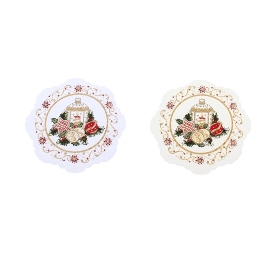 Vianočné polyesterové okrúhle obrúsky 18 cm – 6 ks