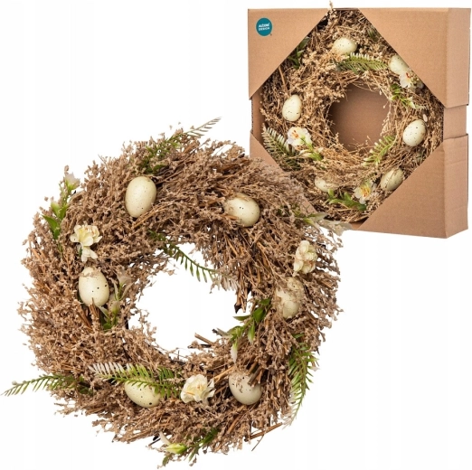Jarný veniec boho béžový 30 cm