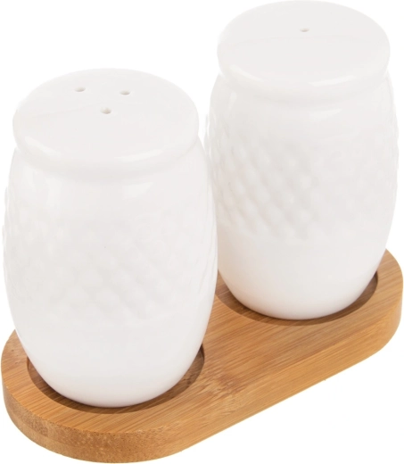 Porcelánová soľnička a korenička so stojanom Orion Whiteline – 3 ks
