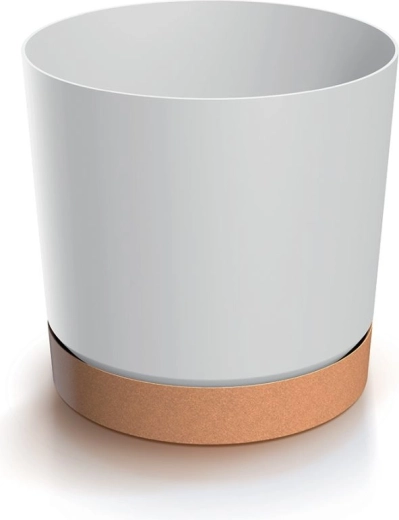 Kvetináč s miskou TUBO PM 17,8 cm biela/naturo ECO