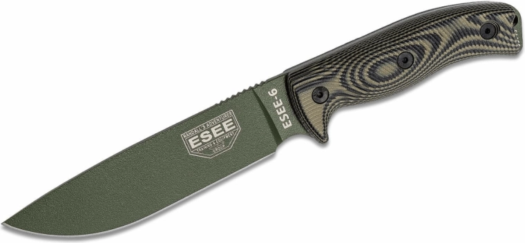 ESEE 6 OD Green/Black – univerzálny outdoorový nôž 16,5 cm s puzdrom
