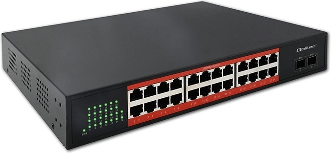 Gigabitový sieťový switch 24× RJ45 a 2× SFP 1 Gb/s