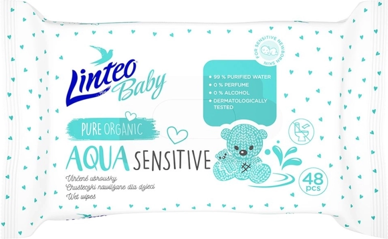Linteo baby aqua sensitive detské vlhčené obrúsky 48 ks