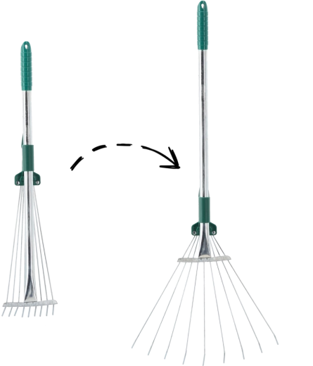 Regulovateľné záhradné vejárové hrable 54–73 cm