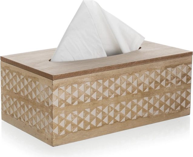 Dekoratívny drevený dizajn s bielym ornamentom