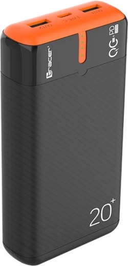Powerbanka tracer energen 20000 mah s pd a qc 3.0, čierno‑oranžová