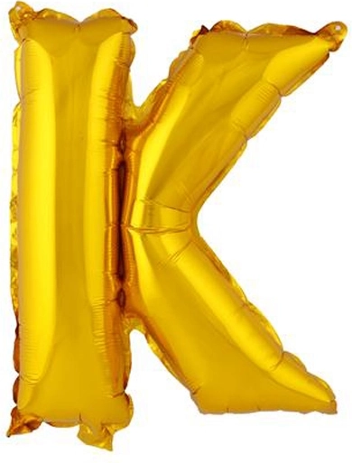 Fóliový balónik TORO písmeno K 30 cm zlatý