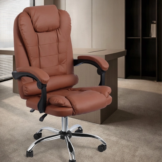 Ergonomické kancelárske kreslo z eko kože, hnedé