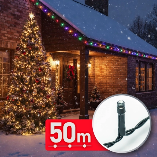 Farebná LED svetelná reťaz 50 m, 1000 LED