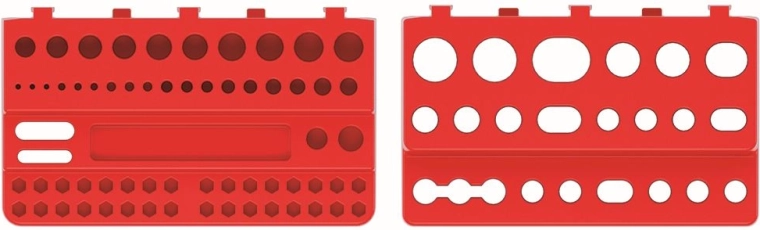 Sada držiakov na náradie pre panely BINEER SHELFS, plast, červená (2 ks)