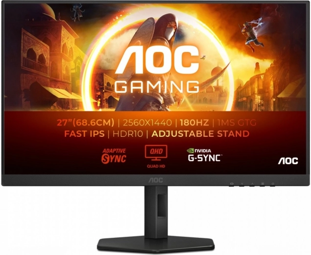 Herný monitor AOC 27″ 180 Hz s panelom Fast IPS a výškovo nastaviteľným stojanom (HDMI/DP)