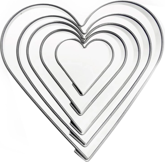 Sada nerezových vykrajovačiek srdce 5 ks