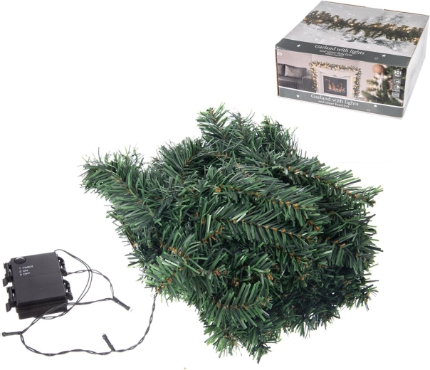 Zelená LED svetelná girlanda s časovačom 270 cm (30 LED)