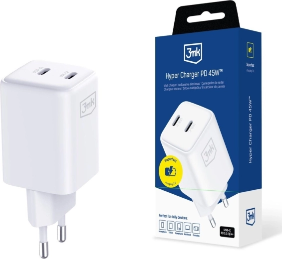 3MK Hyper Charger PD 45W GaN biela sieťová nabíjačka
