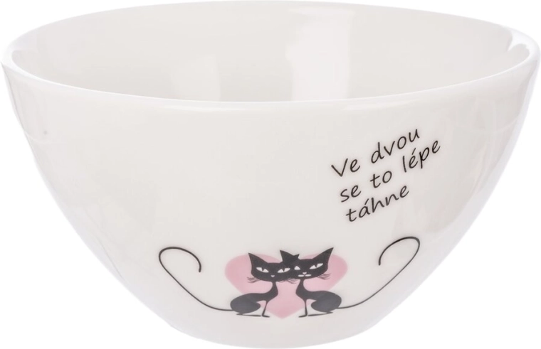 Porcelánová miska s motívom mačky biela 460 ml