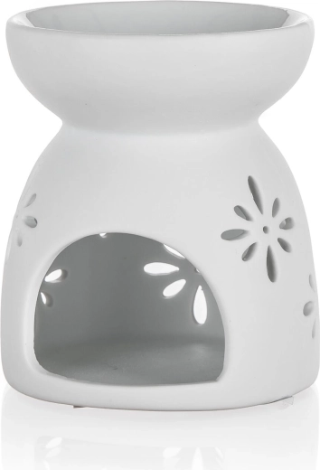 Porcelánová arómalampa s vločkami 8 × 9 cm, biela