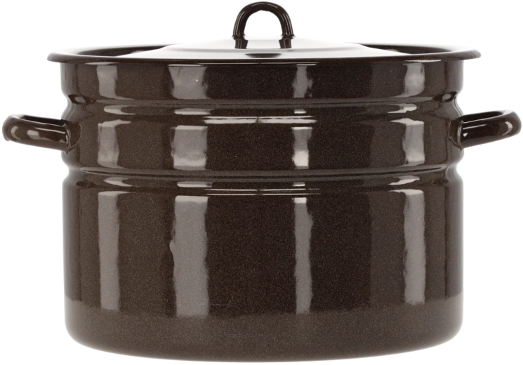 Smaltovaný hrniec 16 l, priemer 32 cm, hnedý s pokrievkou