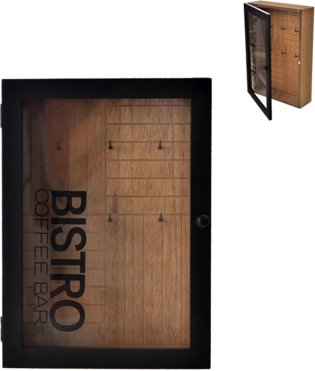 Drevená skrinka na kľúče Bistro hnedá