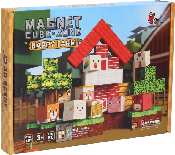 Stavebnica Magnet Cube Zone Happy Farm (80 dielikov)