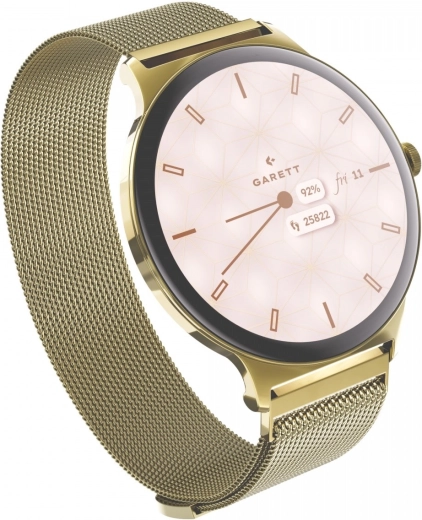 Inteligentné hodinky Garett Verona 2 zlaté s mesh remienkom