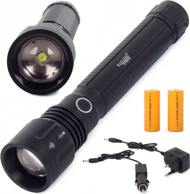 Vojenská taktická LED baterka s CREE XHP50 a zoomom Bailong
