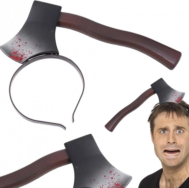 Halloweenská čelenka so sekerou v hlave