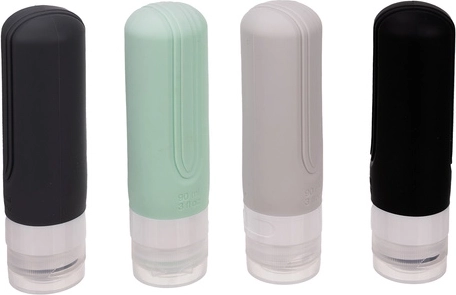 4 silikónové fľaštičky 90 ml s uzáverom „no-drip“