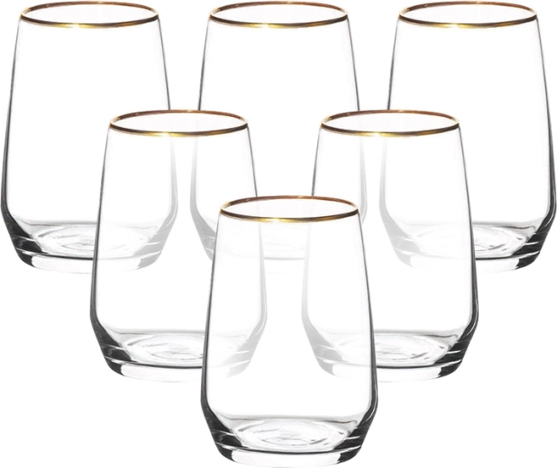 RUBIN GOLD sada pohárov so zlatým lemom 450 ml, 6 ks