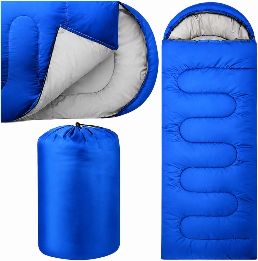 Turistický spacák mumia 2v1 s kapucňou 210 × 70 cm, modrý