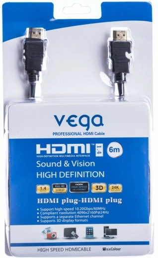 HDMI kábel 6 m 10,2 Gb/s čierny VEGA
