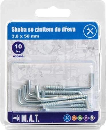 Skoba so závitom do dreva 50 × 3,8 mm, pozink, 10 ks