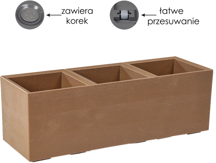 Kvetináč Lamela Karo Eco Wood s imitáciou dreva na kolieskach 39 l