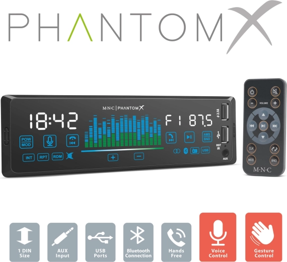 Autorádio MNC PhantomX 1 DIN s ovládaním gestami a Bluetooth