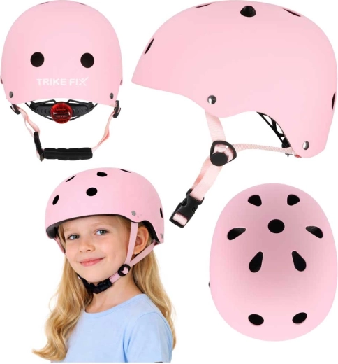 Trike Fix detská cyklistická prilba s LED, ružová (S 48–54 cm)