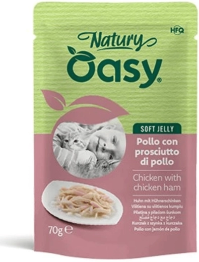 Oasy Soft Jelly kura so šunkou pre mačky 70 g