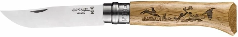 Opinel N°08 Inox Animalia 2019 vreckový nôž, dubové drevo, motív zajac