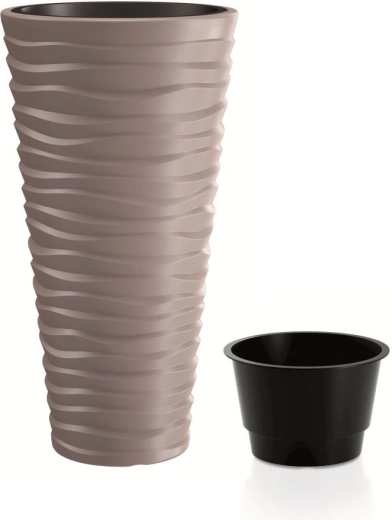 Kvetináč Prosperplast Sand Slim 37 l mocca s vložkou