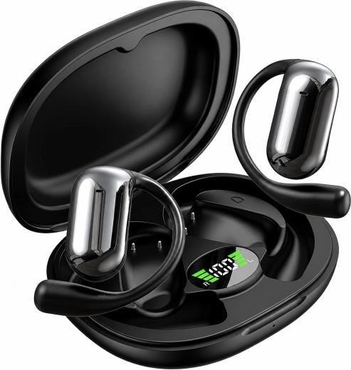 Bezdrôtové Bluetooth slúchadlá do uší s nabíjacím puzdrom a AI prekladačom, čierne