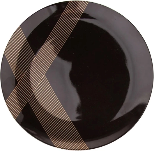 Altom Design dezertný tanier Modern Art 20 cm čierny so zlatým dekorom