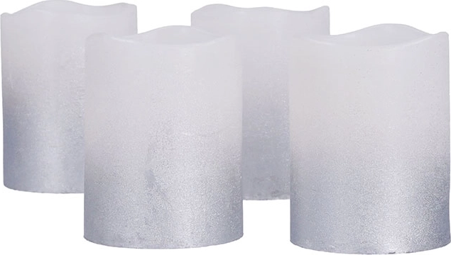 Solight sada LED sviečok s časovačom, 4 ks, 6,5 cm, strieborno-biela