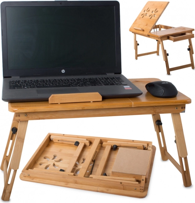Bambusový stolík na notebook do postele