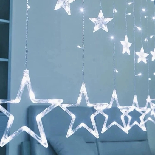 Svetelná záclona s hviezdami, 120 LED, 2 m