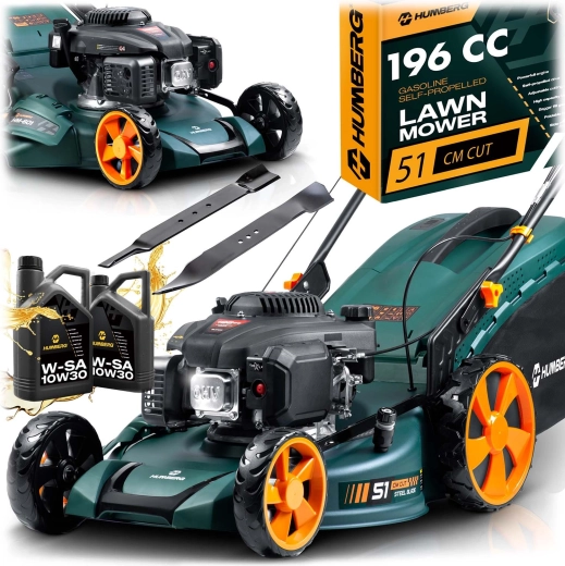 Benzínová kosačka s pojazdom 51 cm, kôš 70 l, motor LONCIN 196 cc + olej