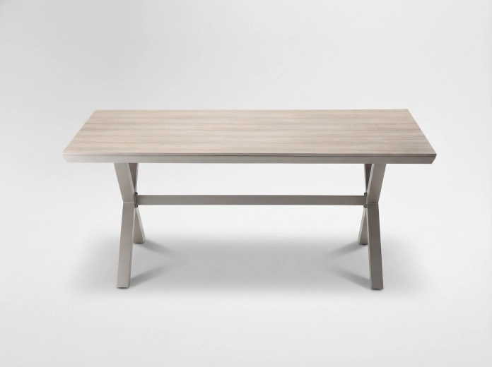 Hliníkový záhradný stôl s doskou z polywoodu, béžový 180 × 100 × 75 cm