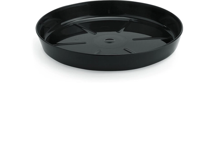 Podstavec pod kvetináč Lamela Magnolia, čierny, priemer 11,2 cm