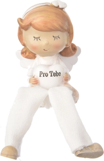 Dekoratívny anjel „Pre teba“ z polystonu, béžový, 10 cm