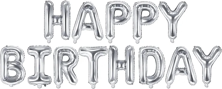 Fóliové balóniky Happy Birthday – Strieborná
