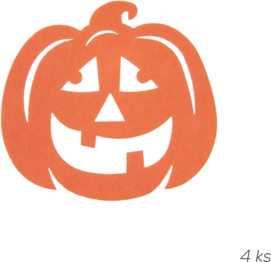 Súprava 4 podtáckov s halloweenským motívom tekvice
